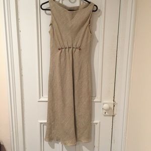 ZARA 100% linen sleeveless midi dress bead detail